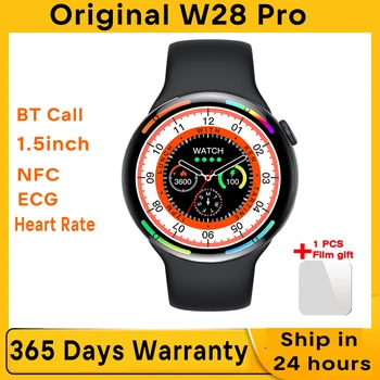1-5шт Смарт-часы W28 PRO Redondo Мужские NFC BT Вызов Беспроводная Зарядка ЭКГ Круглый Экран Smartwatch Watch 8 Pro Женские