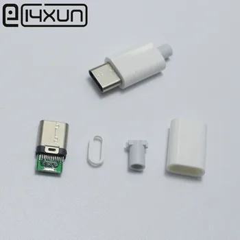 1 комплект USB 3.1 Type C 5Pin Штекерный Разъем Сварочного Типа Белый USB-C 4 в 1 Разъем печатной платы для Apple iPhone 5 iPad ect
