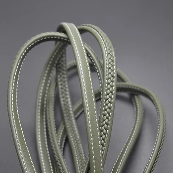 1 метр Приблизительно 8*5 мм оливкового цвета плетеный плоский кожаный шнур Браслет ожерелье DIY ювелирные изделия Craft Margin Швейные кожаные шнуры diy