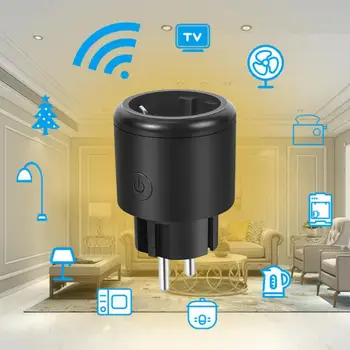 16A WiFi EU Tuya Smart Plug Беспроводное дистанционное голосовое управление, монитор питания, розетка с таймером, приложение Smart Life для дома Alexa