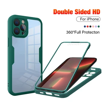 360 Полная Защита тела Противоударный Чехол для iPhone Case 11 12 13 14 Pro Max Mini XS XR X 8 7 Plus SE С Мягким Экраном Чехол для Телефона