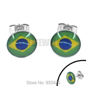 Бесплатная доставка! Эмалированные серьги с бразильским флагом, серьги с мотором, шпильки SJE370081