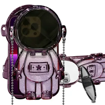 Блестящий чехол с 3D покрытием Astronaut для iPhone 15 14 Plus 13 Pro Max 12 11 с прозрачными линзами, защищающий зеркальную камеру, защитный чехол Funda