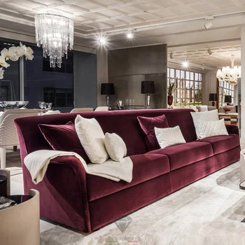 Диван в гостиной, прямой фланелевый диван для нескольких человек, Современный минималистичный 321 Диван-комбинация Для дома и виллы