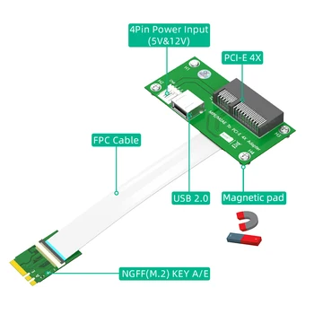 Для NGFF (M.2) Ключ A/E к кабелю PCI-E Express X4 X8 USB Riser Card с магнитной накладкой FPC-кабеля (Горизонтальная Вертикальная установка)