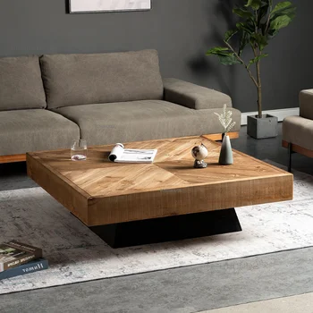 Журнальный столик из массива дерева в скандинавском стиле, мебель для гостиной, креативный квадратный чайный столик в стиле ретро, Американский диван, приставной столик A