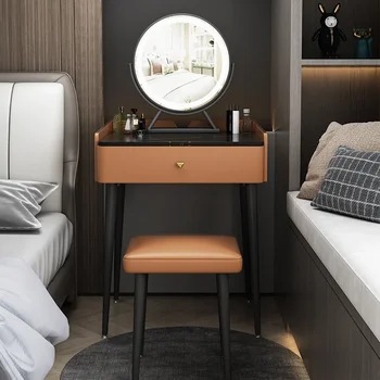 Легкий Роскошный комод с каменной плитой, современный минималистичный столик для макияжа в спальне небольшой квартиры, мини-шкаф
