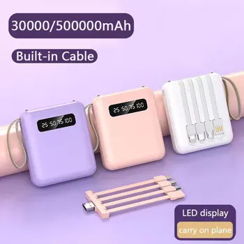 Мини-банк питания 20000 мАч с внешним зарядным устройством для мобильного телефона с 4 кабелями для iPhone Samsung Huawei Xiaomi НОВЫЙ