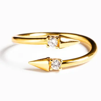 Модное открытое женское кольцо со стрелкой из стерлингового серебра 925 пробы с простыми позолоченными романтическими украшениями