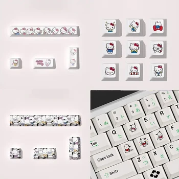 Мультяшные Периферийные Компьютерные Аксессуары Sanrio Pochacco Hello Kitty Keyboard Cap Непрозрачные Оригинальные Колпачки Для Ключей Подарок Девушке На День Рождения