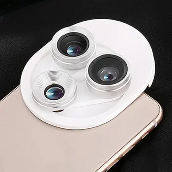 Набор объективов для мобильного телефона 3 в 1 Профессиональный встроенный поворотный стол для внешнего использования Широкоугольный + рыбий глаз + набор объективов для макро-камеры