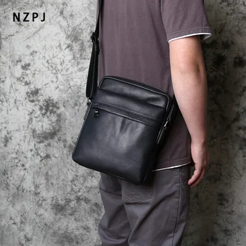 Новая мужская кожаная сумка через плечо, повседневный рюкзак из кожи верхнего слоя, вертикальная сумка через плечо, модная мужская сумка для 10-дюймового iPad, сумка NZPJ