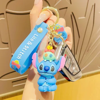 Новый Брелок Лило и Стич Disney Cute Stitch Keychain Студенческая Сумка Подвеска Автомобильные Аксессуары Для Ключей Подарки на День Рождения для Детей Девочек