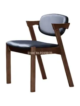Обеденный стул из массива дерева, современный скандинавский минималистичный стул Z-образной формы со спинкой, стул с мягкой подушкой, кофейный стул для отдыха.