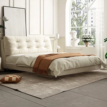 Облачная подвесная кровать современная минималистичная тканевая кровать минималистичная мастер-кровать кремовая пуховая кровать