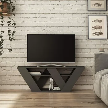 Подставка для телевизора из коллекции Pipralla, стильный развлекательный блок | тумба для телевизора для гостиной, спальни, подходит до 50 дюймов… (Серый)