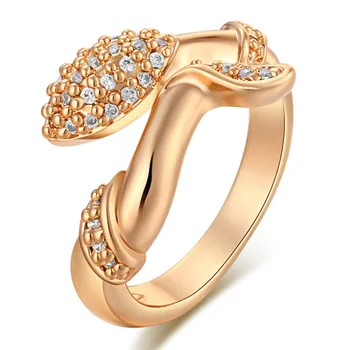 Роскошные кольца с инкрустацией из камней Классического золотого цвета, Австрийский хрусталь, кольца для пальцев в форме листа, ювелирные изделия высшего качества