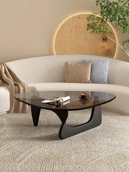 Стеклянный чайный столик маленькая семейная гостиная домашний очаг очень простой творческий круглый чайный столик Исаму Ногучи