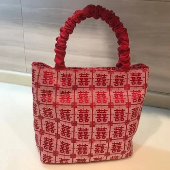 Сумка с персонажами в китайском стиле, высококачественная сувенирная свадебная сумка, сумка-тоут большой емкости, женская простая двойная сумочка счастья