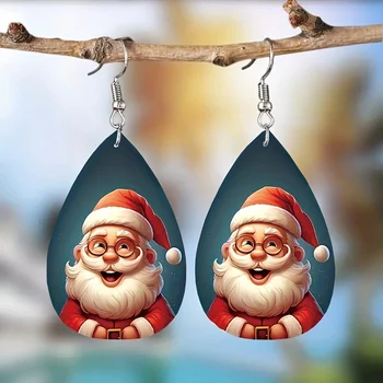 1 пара богемных модных сережек из искусственной кожи с принтом Санта Клауса, мужская и женская повседневная одежда, украшения для ушей, творческая личность