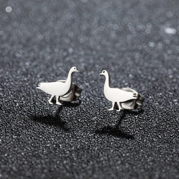 1 пара Новых сережек-гвоздиков Kawaii Duck из нержавеющей стали, модные украшения с милыми животными-утками