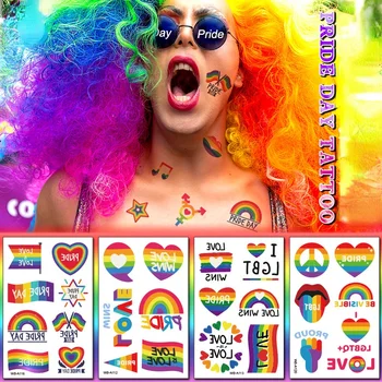 10шт временных татуировок на День гордости, наклейки с радужным флагом, фестиваль татуировок, художественная татуировка для украшения гей-парада