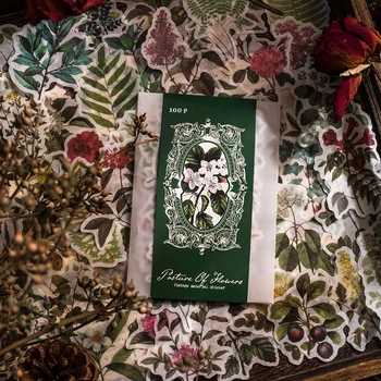 20 упаковок оптовой сумки с наклейками большого размера в стиле ретро руководство по изображению растений цветы красочные DIY ручная палатка базовый материал наклейки