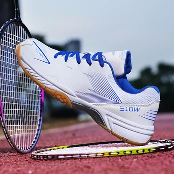 2023 Новые профессиональные мужские и женские кроссовки для настольного тенниса, нескользящие бадминтоны для пар, белые, синие, легкие кроссовки для бадминтона