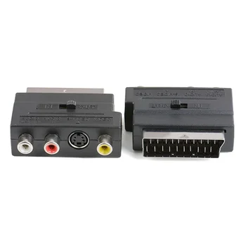 21-контактный AV-блок адаптера Scart для 3 RCA Phono Composite S-Video с переключателем входа/выхода AV-блок адаптера Scart