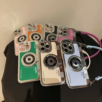 3D прекрасный дизайн камеры, чехол для телефона для iPhone 15 pro max 14 13 12, модный чехол для телефона из мягкого ТПУ с ремешком для сумочки для девочек