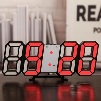 3D светодиодный цифровой будильник со светящимся ночным режимом С регулируемой яркостью Электронные настенные настольные часы 24/12 часа