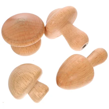 4шт Настенный крючок для кухни и ванной комнаты, деревянные крючки для одежды в виде грибов, деревянный крючок без гвоздей