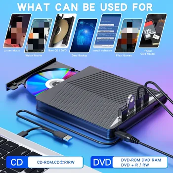 7 в 1 USB 3.0 Тонкий Внешний DVD RW Привод Для Записи компакт-дисков Проигрыватель Для Чтения Записывающих устройств Оптические Приводы Для Портативных ПК Dvd Burner Dvd Portatil