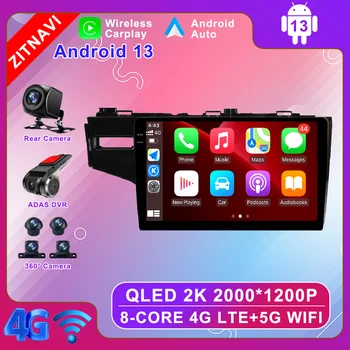 Android 13 Для Honda Jazz 3 Слева 2015 - 2020 Автомобильный Радиоприемник Без 2din Мультимедиа 4G LTE Стерео Беспроводной Carplay Auto Video QLED ADAS