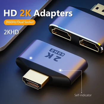 HDMI-совместимый Адаптер-Конвертер 8 Гбит /с UHD 2K HD 60 Гц Разъем-Разветвитель Mini 1 на 2 HDMI-совместимая Передача с индикатором