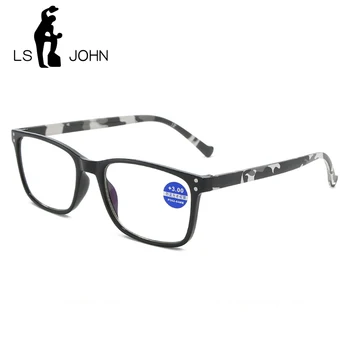 LS JOHN Сверхлегкие Очки Для Чтения С Синим Светом Для Мужчин И Женщин Квадратные Очки Для Пресбиопии TR90 +1.0+1.5+2.0+2.5+3.0+3.5+4.0