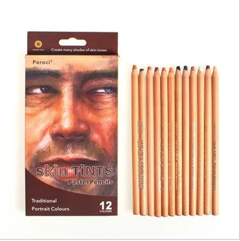 Peroci 12 цветов/коробка Деревянные оттенки кожи Пастельный карандаш для рисования Профессиональный карандаш для кожи