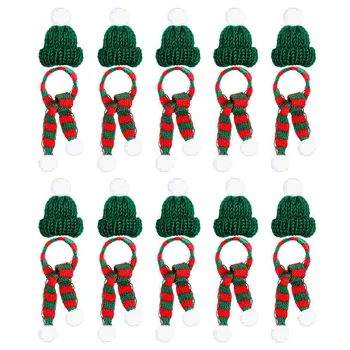 PRETYZOOM 10 комплектов Стильных рождественских мини-шарфов и шляп, аксессуаров для одежды, креативных растений, украшений для домашнего фестиваля