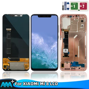 Super AMOLED ЖК-Дисплей Для XIAOMI Mi 8 Жк-дисплей С Сенсорным Экраном, Дигитайзер В Сборе, Замена Для Xiaomi Mi 8 M1803E1A с Рамкой
