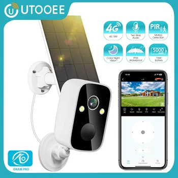 UTOOEE 5MP 130 ° Широкоугольная 4G Солнечная Камера Встроенный Аккумулятор PIR Обнаружение Движения Система Видеонаблюдения IP WIFI Камера