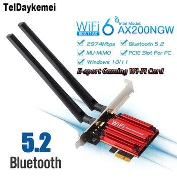 WiFi 6 3000 Мбит/с Bluetooth 5,2 PCIe Беспроводной Адаптер Intel AX200 Wifi Карта Двухдиапазонная 2,4 Г/5 ГГц 802.11ax/ac Для Настольных ПК