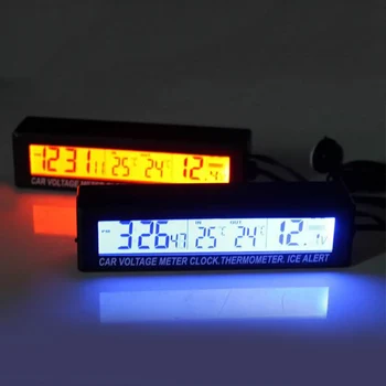 Автомобильные часы с подсветкой Цифровой термометр приборной панели автомобиля Цифровые Электронные светодиодные часы Многофункциональная температура в помещении и на улице