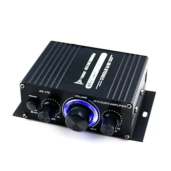 Автомобильный усилитель AK170 12V Mini Audio Power, цифровой аудиоприемник, двухканальный усилитель 20 Вт + регулятор громкости низких и высоких частот 20 Вт для домашнего использования