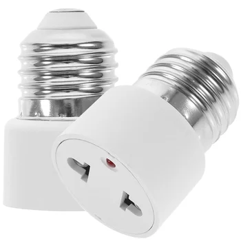 Адаптер для розетки электрической лампочки, преобразователь базовой электрической лампочки E27 в 2-контактный штекер, белый держатель лампы, винт для розетки светодиодной лампы