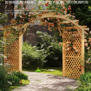 Антикоррозийная деревянная арка, цветочная рама, открытый сад, каркас из вьющейся лозы, вилла, каркас из массива дерева для винограда, внутренний двор, на открытом воздухе