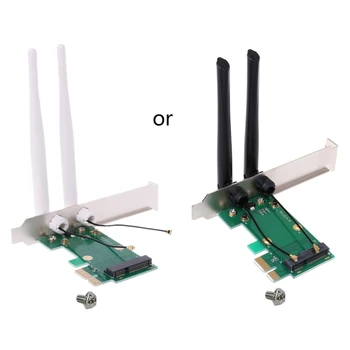 Беспроводная карта WiFi Mini PCI-E Express к Адаптеру PCI-E 2 Антенны Внешний ПК Wifi адаптер Adaptador Wifi