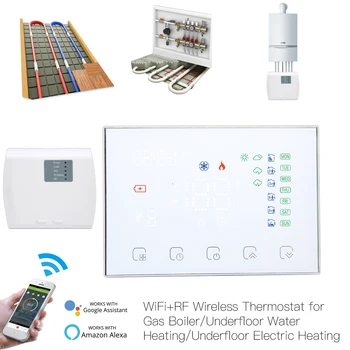 Беспроводной термостат Tuya Smart RF с Wi-Fi, Электрический регулятор комнатной температуры с подогревом пола, работает с Alexa Google