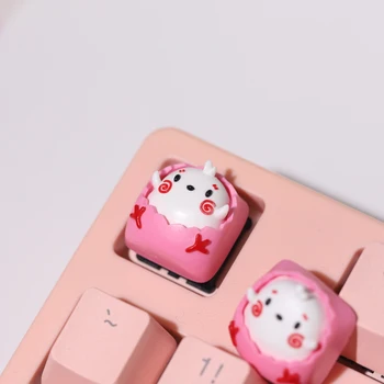 Брелки из смолы Ручной работы Для Cherry Mx Switch Gamer С Механической Клавиатурой Keycaps Diy Artisan Esc Kawaii Cute Pink Chick Keycaps