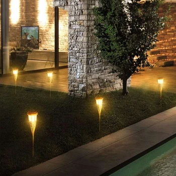 Газонная Лампа Solar Flame Light Открытый Водонепроницаемый Автоматический Свет Включения/Выключения Для Дорожки Led Bamboo Solar Garden Light Flame