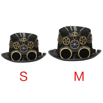 Готический шляпа с очки винтажные Hat для Cosers Викторианской эпохи индустриальной эпохи